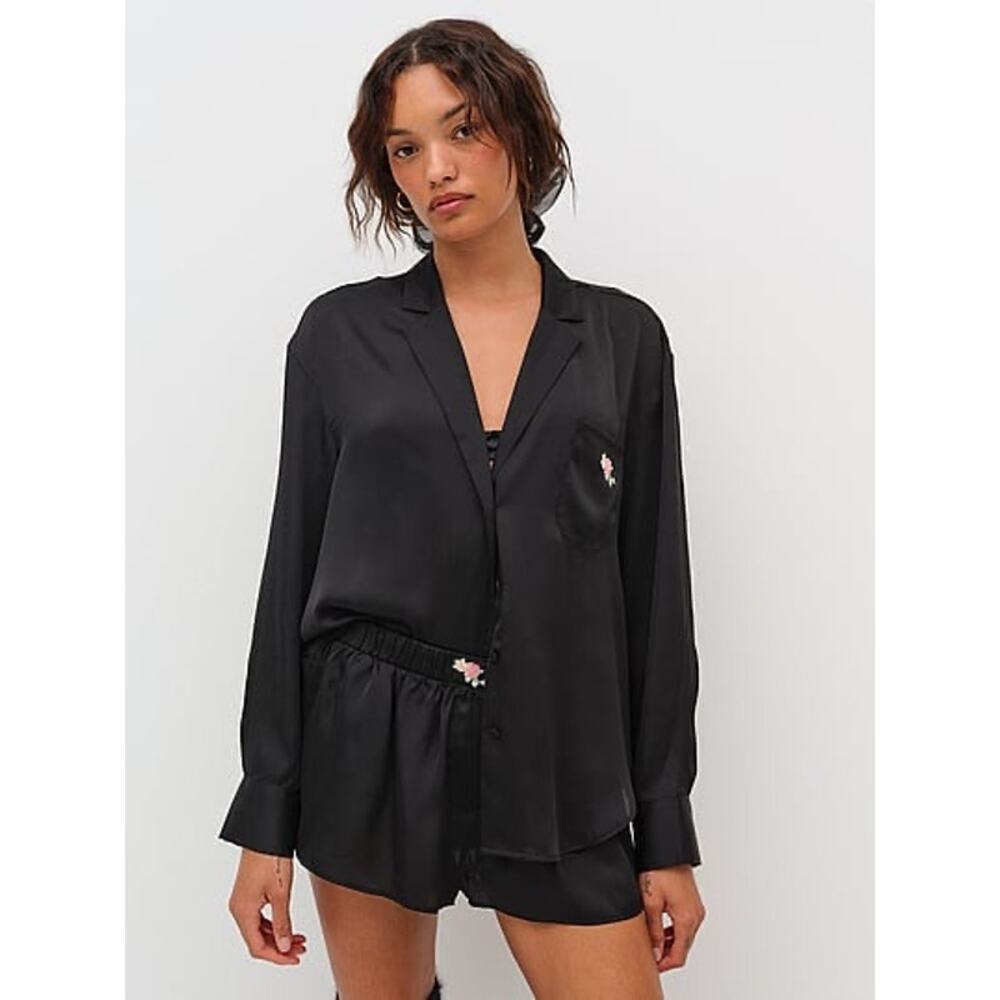 NWT For Love & Lemons Everyday PJ Top Rose Pocket Size XS